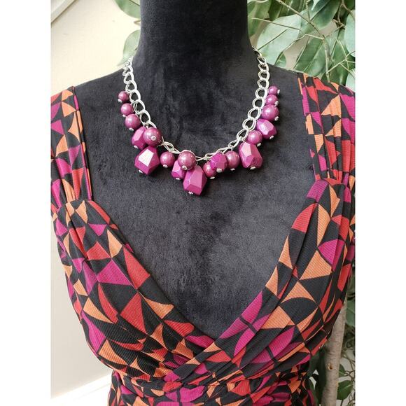 APT.9 Flared Dress Women Large Multi Geometric Print Pleated Skirt Surplice Neck - Picture 5 of 13